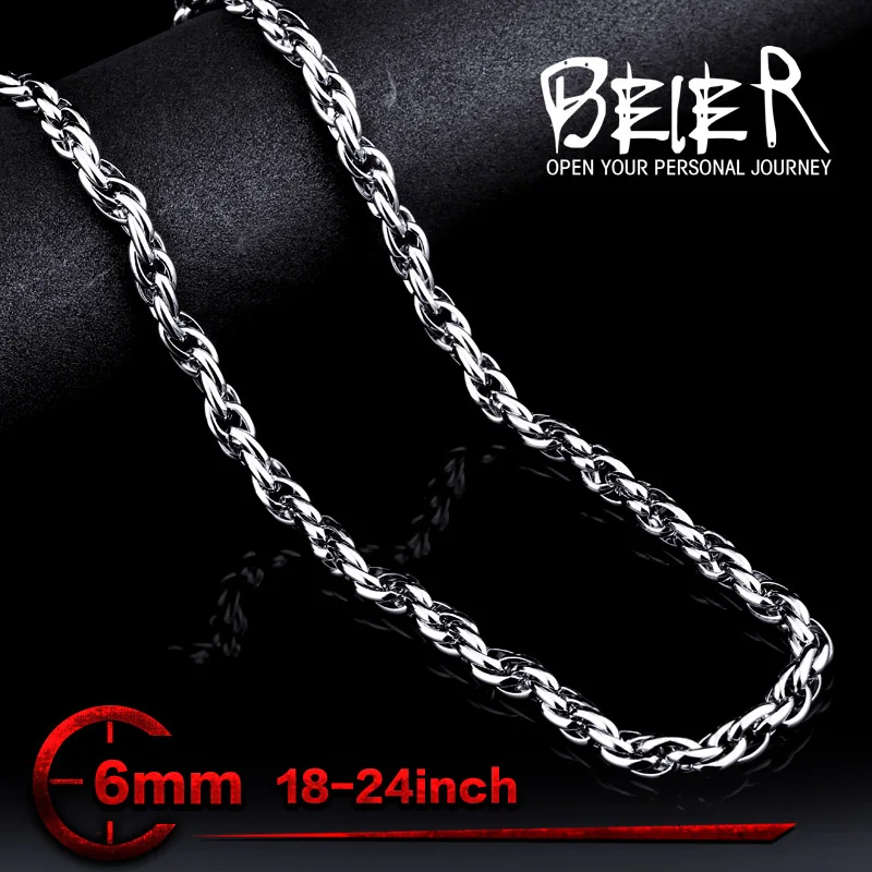 Wholesale 6mm Width Fashion Cool Stainless Steel Man\'s Cheap Chain Necklace BN1028