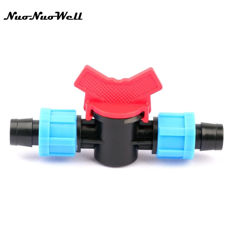 

2pcs NuoNuoWell 16mm Straight Thread Lock Valve Drip Tape for Garden Greenhouse Micro Drip Irrigation Hose Connector Coupling