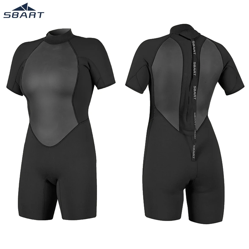 SBART Quality 2MM Women Neoprene Wetsuit High Elasticity Black Stitching Surf Diving Equipment Jellyfish Clothing Short Sleeved