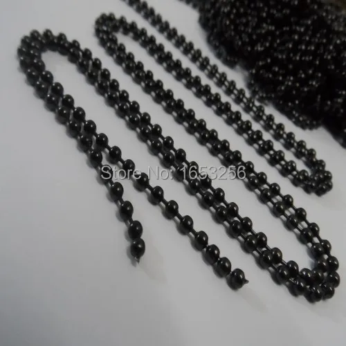 2mm/3mm/4mm in bulk Lot 5 meters IP Black Plated  Stainless Steel Ball Beads chain jewelry finding Marking DIY