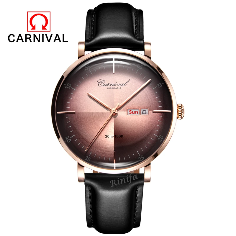 

Top brand luxury men watch Carnival switzerland automatic mechanical watches men genuine leather clocks uhr kol saati reloj 2023