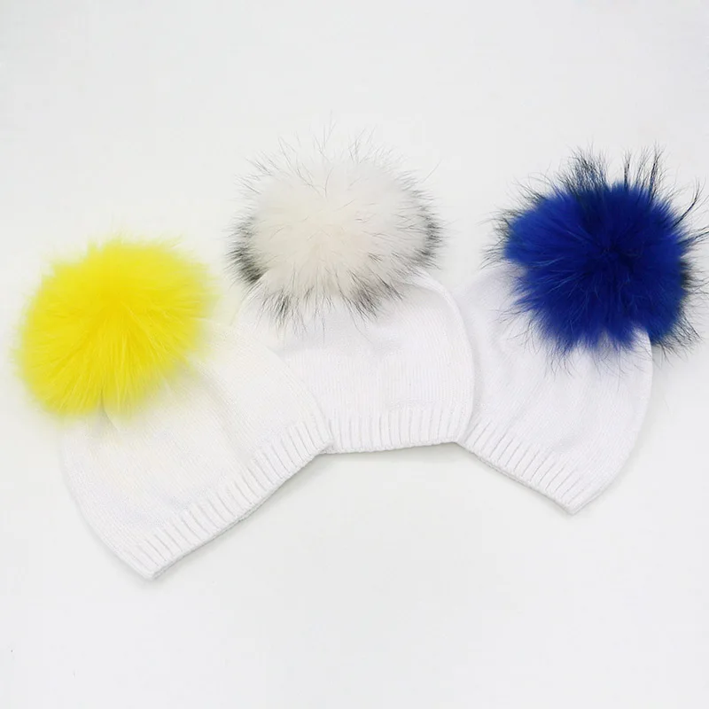 

GZHilovingL New Autumn Winter Cotton Baby Boys Girls Fur Pompom Hats Soft Warm Kids Childs Girls Knitted Skullies Beanie hats