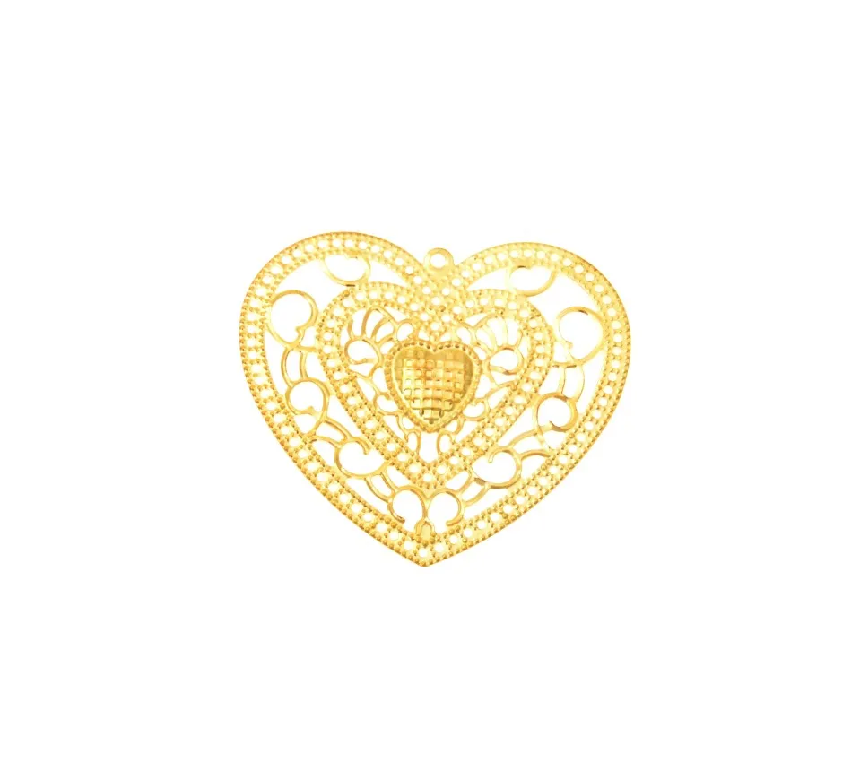 Free shipping 10Pcs Antique Copper/Gold/silver Filigree Heart Wraps Metal Crafts Gift Decoration DIY Findings Connectors 65x58mm