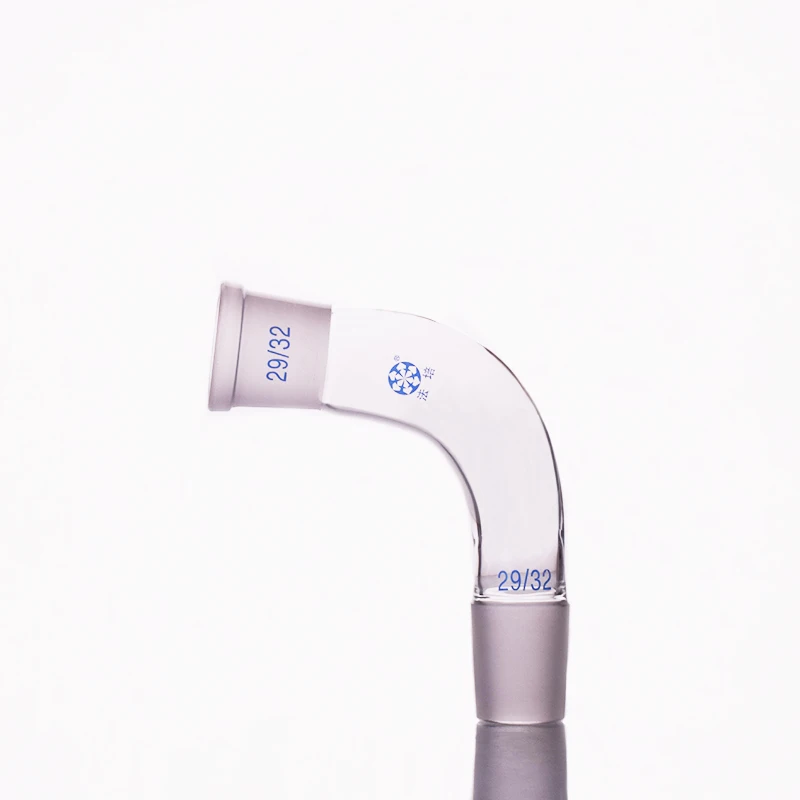 FAPE 105 degree elbow, Female 29/32, Male 29/32, Standard mouth receiving tube, Frosted tail, Borosilicate glass