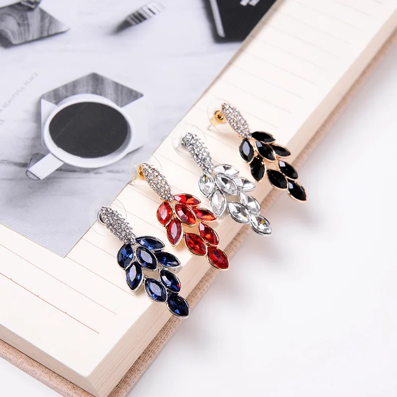LUBOV Full Crystal Stone Inlaid Rhodium Drop Earrings Colorful Waterdrops Dangle Earrings Trendy Women Party Jewelry 2019