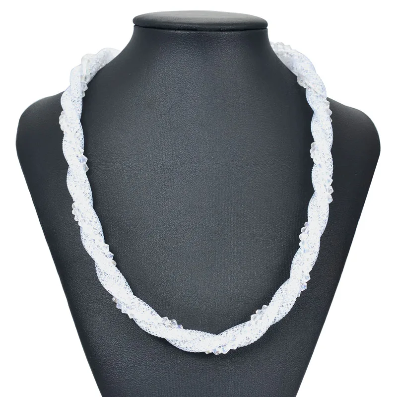 Wholesale 12 Pieces Newest European Twist Bicone Bead Crystal Mesh Chain Statement Necklace For Women Gifts N1555