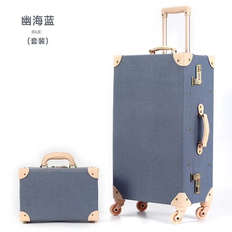 New 2PCS/SET Vintage Floral Travel Bag Rolling Luggage,13\