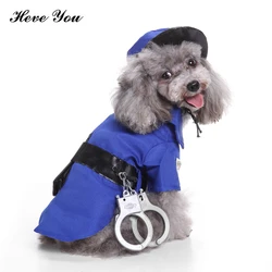 Heve You Costume Christmas Funny Police Clothes Set Winter Dog Clothes for Small Dogs Pet Dog Clothing Cats Products for Pets