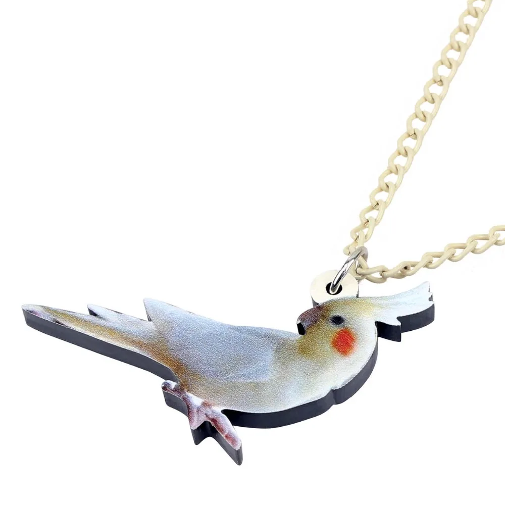 WEVENI Statement Acrylic White Cockatoo Bird Necklace Pendant Collar Choker Fashion Animal Jewelry For Women Girls Decoration