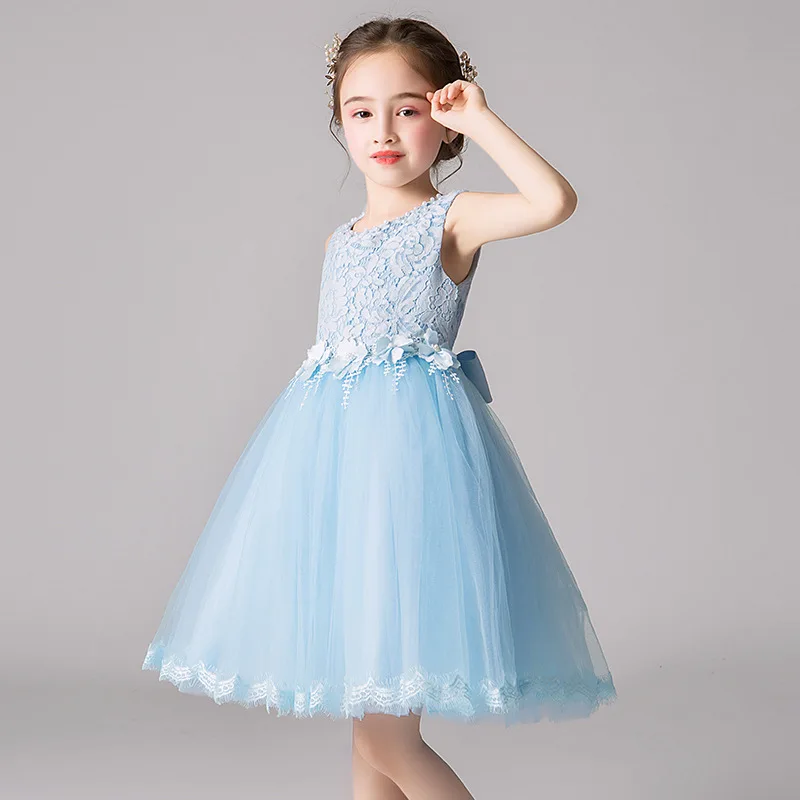 High Quality Lace Appliques Beading Beading Length Pageant First Communion Girls\'Campus Graduation Ceremony Ball Party Dress