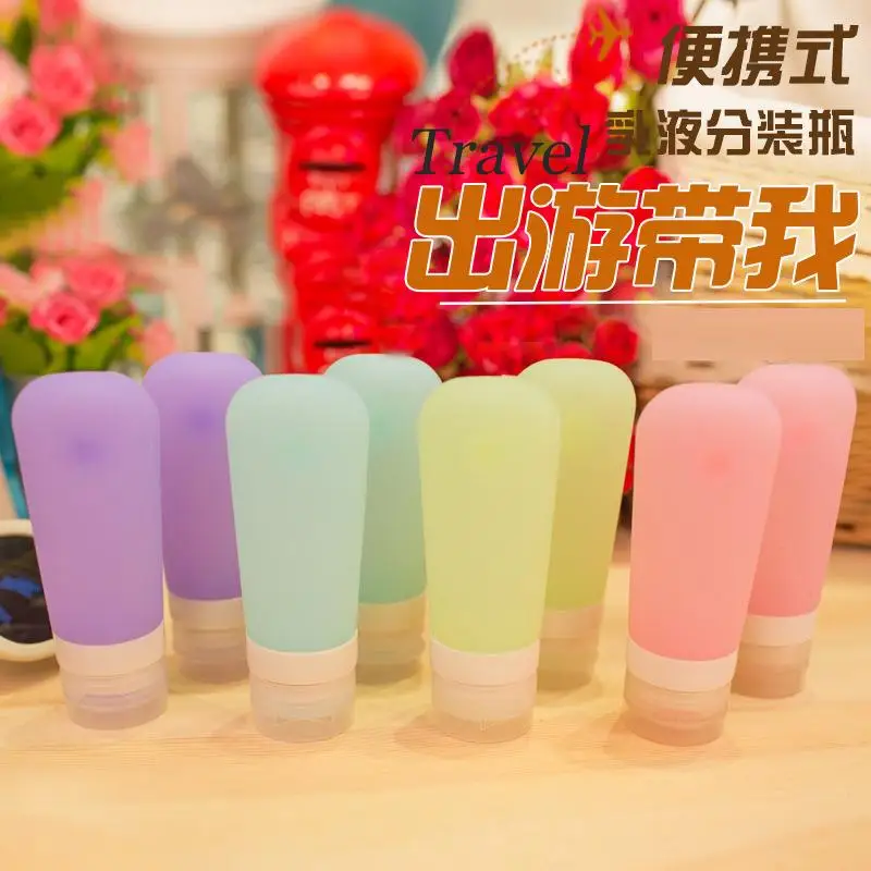 60ml Travel silicone emulsion points bottling shower shampoo cosmetic airless Creative candy color cosmetic bottles