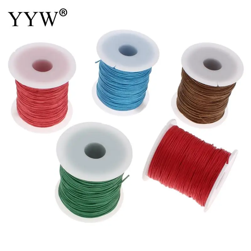 2023 100yards/Spool Wax Cord With Plastic Spool Diy Making For Necklace Bracelet 1mm Waxed Cotton Cord Wax Cord