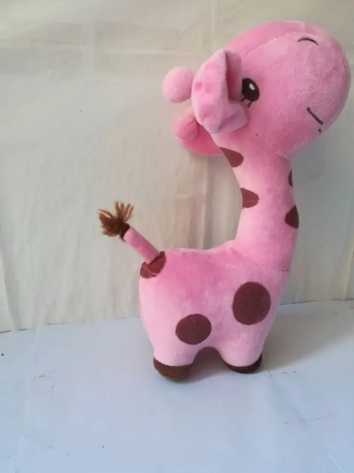 Cerca de 30 cm girafa rosa brinquedo de pelúcia girafa dos desenhos animados boneca macia travesseiro brinquedo presente de Natal h2469