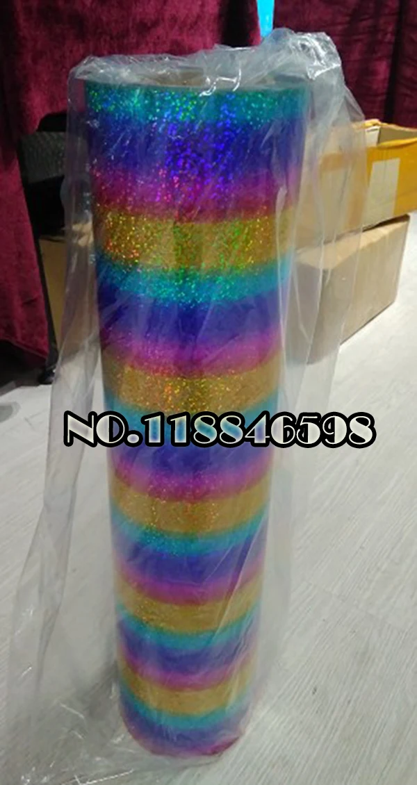 Free Ship Seven Colorfull Muti Strip PET Laser Color Heat Transfer Film South Korea Quality Vinyl 50cm(Width)x100cm(Length)/Lot