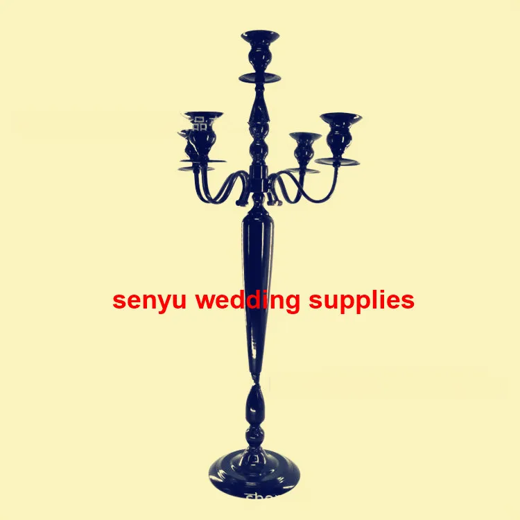 New style 75cm/90cm  5 arms tall black finished wedding centerpiece crystal ball candelabra senyu0392