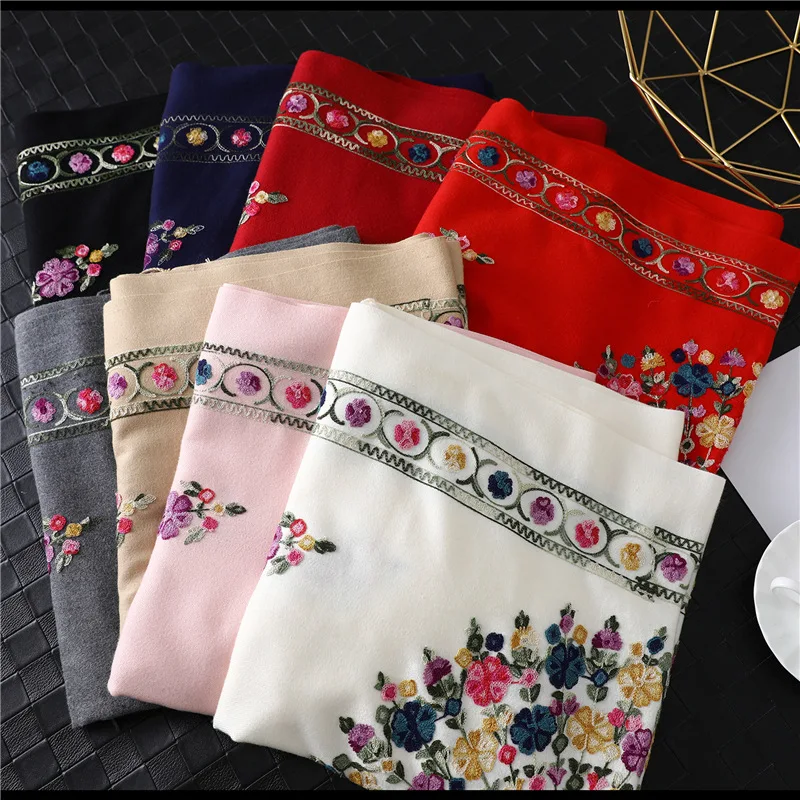 2022 designer brand women scarf winter embroidery cashmere scarves lady shawls and wraps female blanket pashmina foulard femme