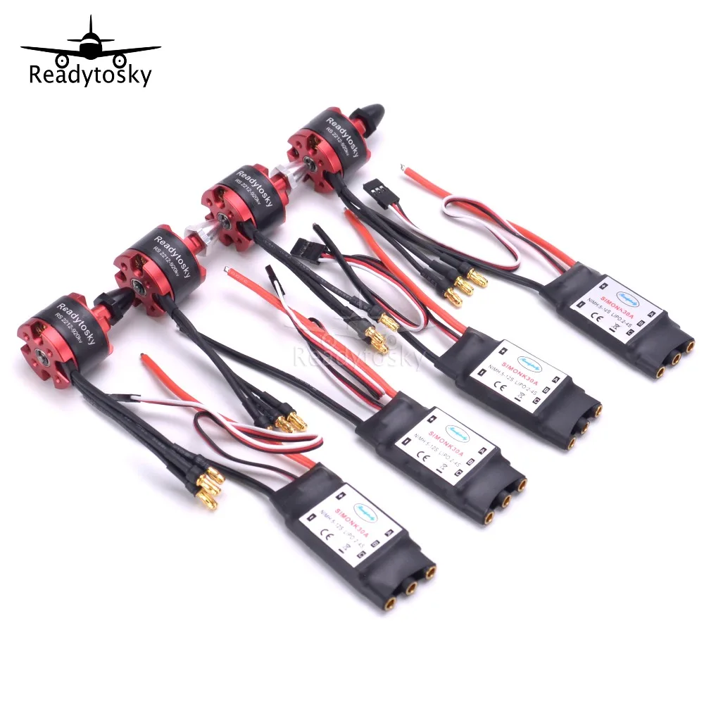 

4X 2212 920KV CW CCW бесщеточный двигатель + 4 X 30A Simonk ESC с разъемом 3,5 мм для мультикоптера F330 F450 S500 F550