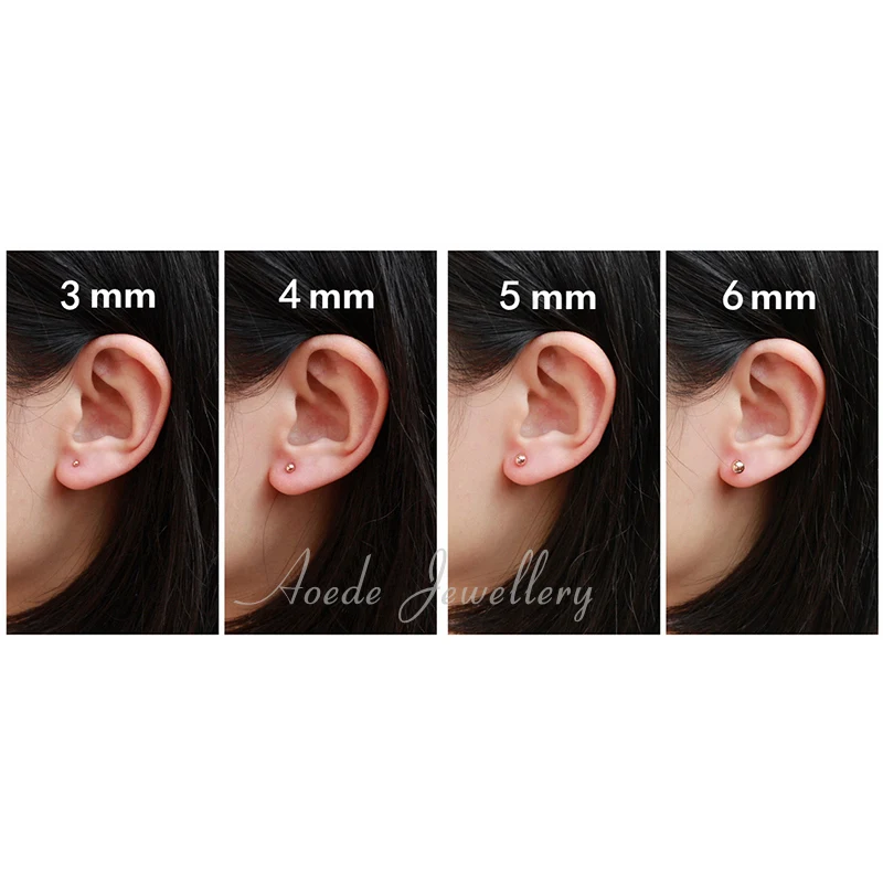 AOEDEJ 3-8mm Gold Color Star Earrings Stud Stainless Steel Stud Crystal Earrings Pink For Women Girls Heart Earrings Colored