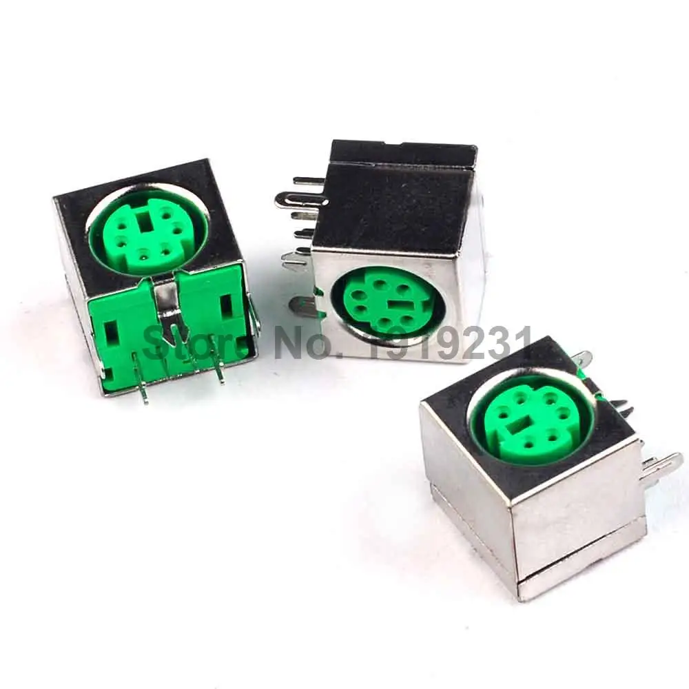 10PCS Green 6PIN for PS2 Keyboard / mouse socket /plug seat/jack 6Pin