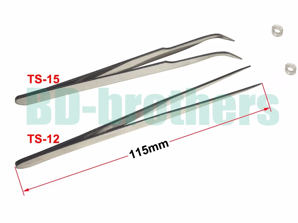 

115mm Metal Tweezers TS-12 Straight Head TS-15 Curved Head Tweezer Nipper for Industrial Repairment DIY Repair Tools