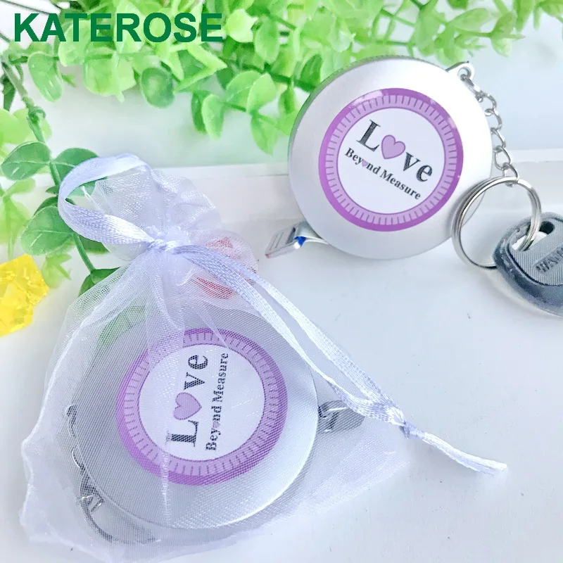 30PCS Cheap Wedding Favors Love Beyond Measure Measuring Tape Key Chain Kitchen Party Giveaway Gift For Guest