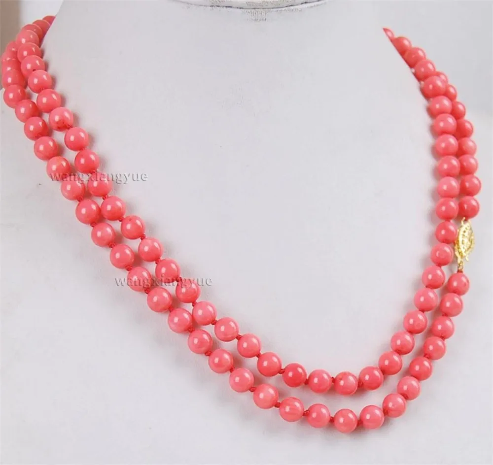 

Hot sale new Style longer 36" 6mm Japan Pink Coral Round Beads Necklace Genuine Natural stone gems Fortune Fine jewelry