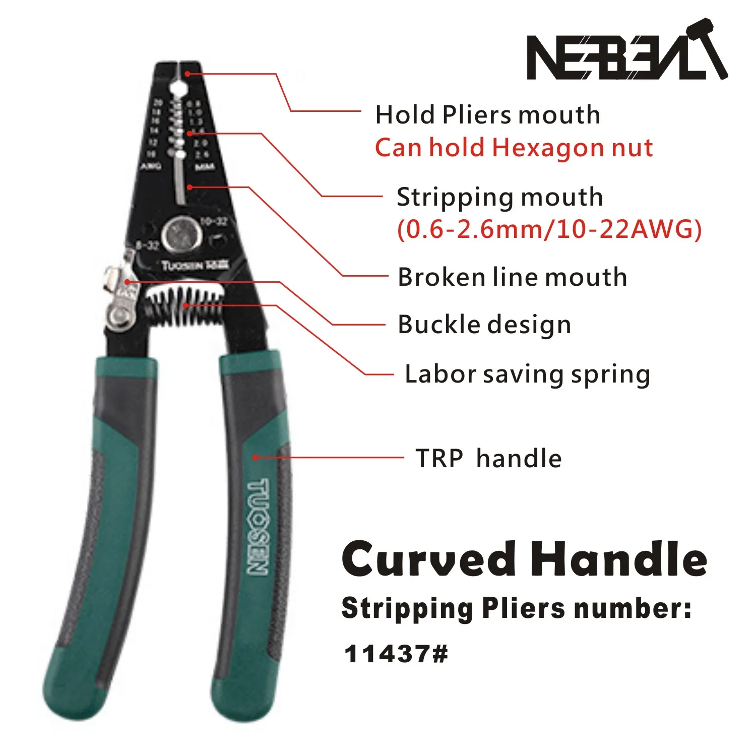 TUOSEN Wire Stripper Decrustation Pliers Multi tool Repair Tool Pliers Cable Wire Stripping Pliers Crimping Pliers Combination