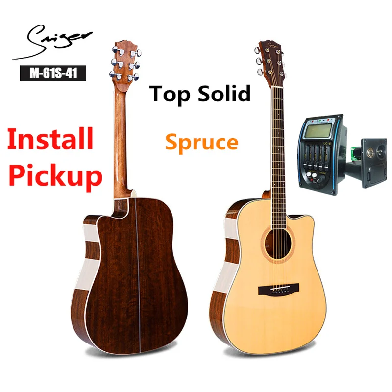 

Guitar Solid Spruce Walnut Acoustic Electric Steel-String 41 Inch D-Body Guitarra 6 Strings Folk Pop Cutaway Wood Color Guitars