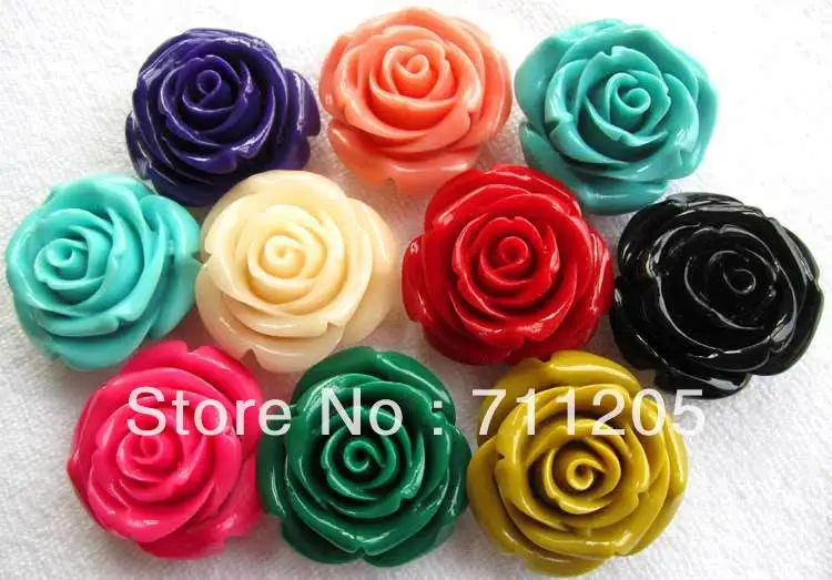 Wholesale 10pcs Beautiful 36mm Multicolor Resin Synthetic  Rose, Min. Order is $10,we provide mixed wholesale for all items !