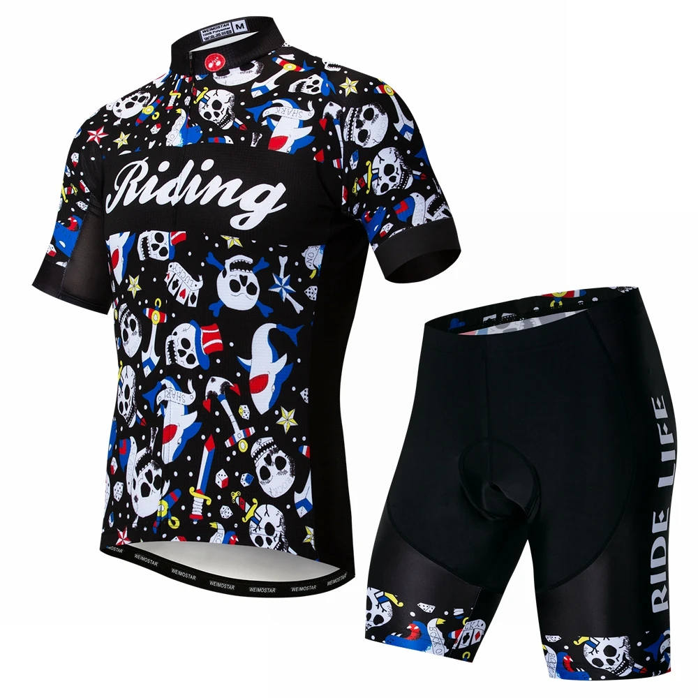 Summer Cycling Clothing Men's Cycling Jerseys Sets MTB Shorts Sets Ropa Ciclismo Bike Wear Clothes Canada Skull Black Evolution