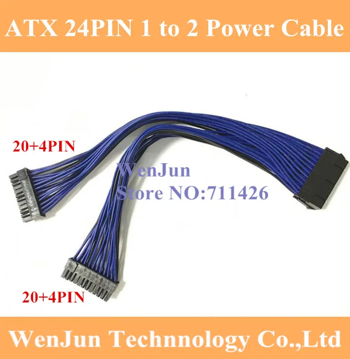 

ATX 30cm 24 Pin Dual PSU Power Supply Extension Cable Synchronous Cord for Computer Cable Connector for Mining 24Pin 20+4pin