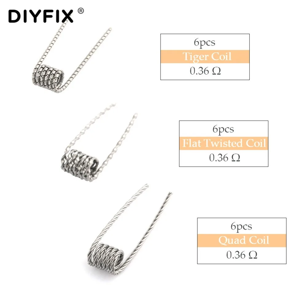 DIYFIX 8 in 1 Prebuilt Coils Premade Coil Prebuilt Heating Coil Wire for Electronic Cigarette RDA RTA RBA RDTA Atomizer DIY Tool