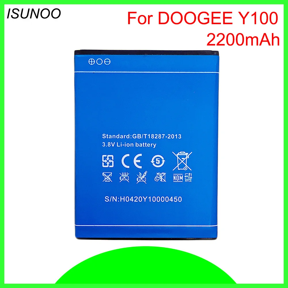 

ISUNOO 5pcs/lot Battery Replacement For DOOGEE Valencia 2 Y100 Battery for DOOGEE Y100 Pro Batterie Bateria Accumulator 2200mAh