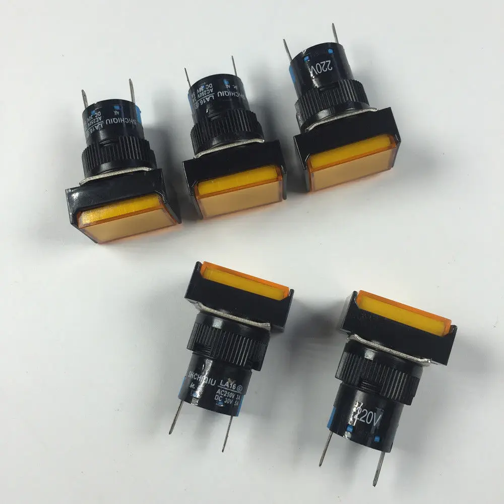 5 pz rettangolo tipo 2 pin indicatore luminoso luci di segnalazione incidente 12V 24V 220V rosso bianco verde blu giallo