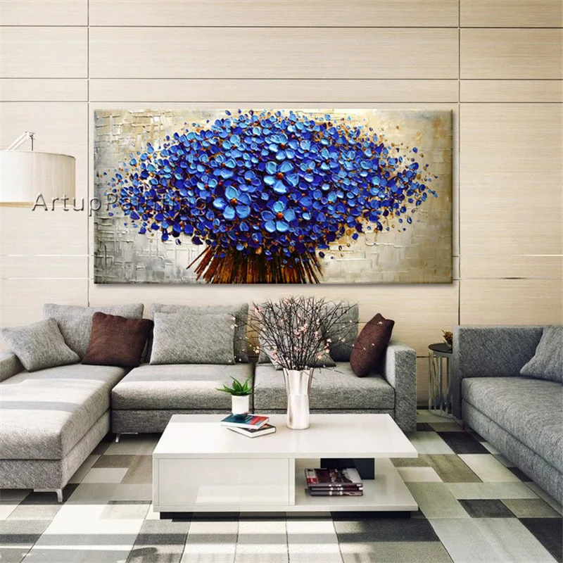 

Hand Painted Flowers Painting Palette Knife 3D Texture Flowers Painting Livingroom Bedroom Flower Wall Art