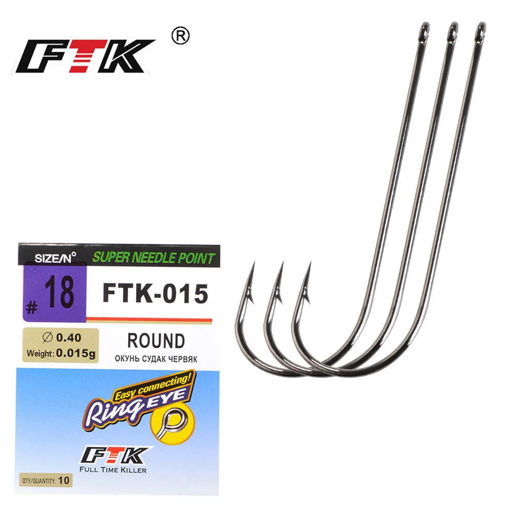 

FTK Carp Hooks Barbed Hook Size2-18# 7Pcs- 10Pcs / Lot Super Needle Point and Hook Eye Fishhook Fishing Tackle ROUND