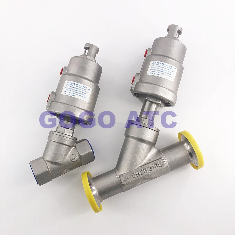 Электромагнитный клапан Stainless steel pneumatic Angle seat valve female thread welding clamp Y type high temperature steam Angle seat valve Вода и пар — деталь 1