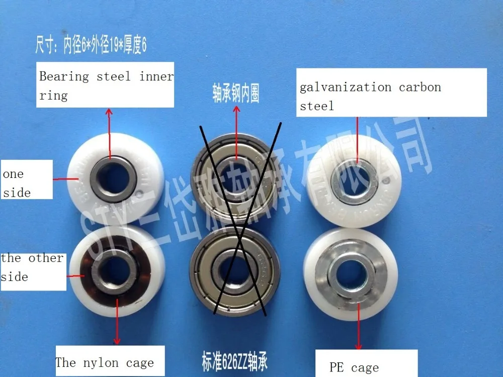 Plastic bearing 626 ,6*19*6mm Drawer Pulley Industrial Wheel Guide wheel