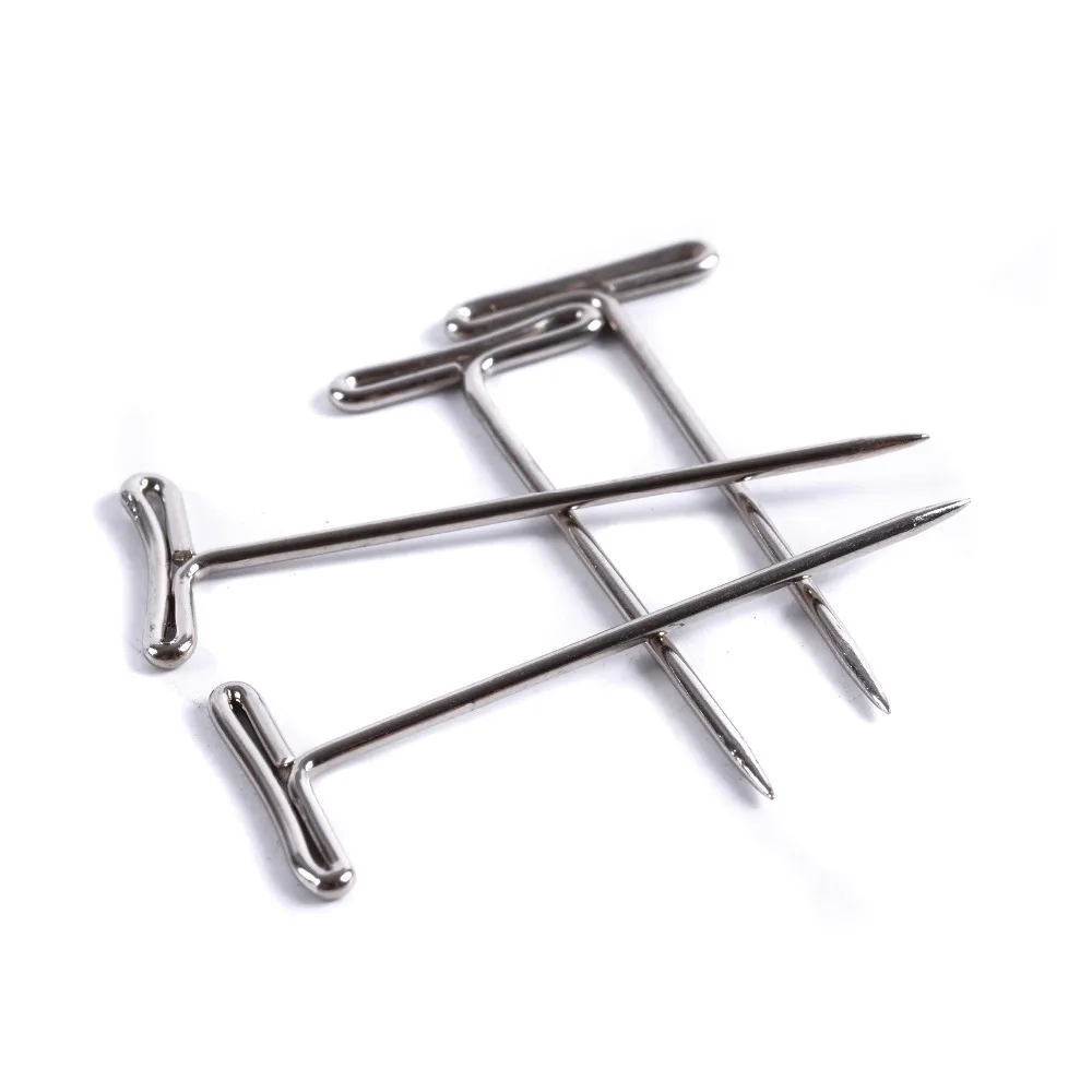 100Pcs T-PINS (40mm) For Wig On Foam Head Style T Pin Needle Brazilian Indian Mannequin Head Type Sewing Hair Salon