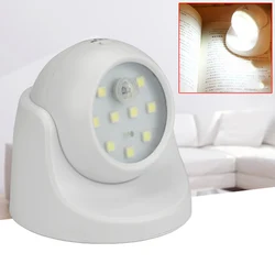 Luz nocturna con Sensor de movimiento, lámpara de pared con 9 LED, rotación de 360 grados, inalámbrica, encendido/apagado automático, PIR, para interior y exterior