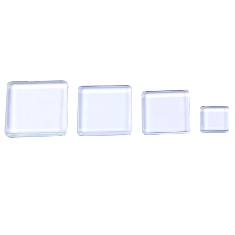 12mm 20mm 22mm 25mm Transparent Both Side Flat Square Glass Cabochons Clear Magnifying For Fashion DIY Jewelry Making