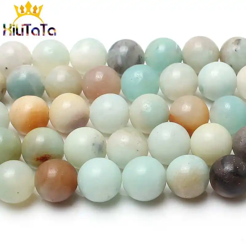 Natural Colorful Amazonite Stone Beads Round Loose Spacer Beads For DIY Jewelry Making Bracelets Necklace 15inches 4/6/8/10/12mm