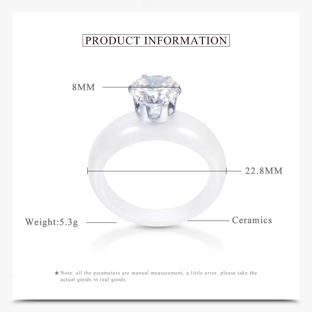 Wholesale Wedding Engagement Round Ring Black And White Color Cubic Zirconia Ring for Women Wedding Gift