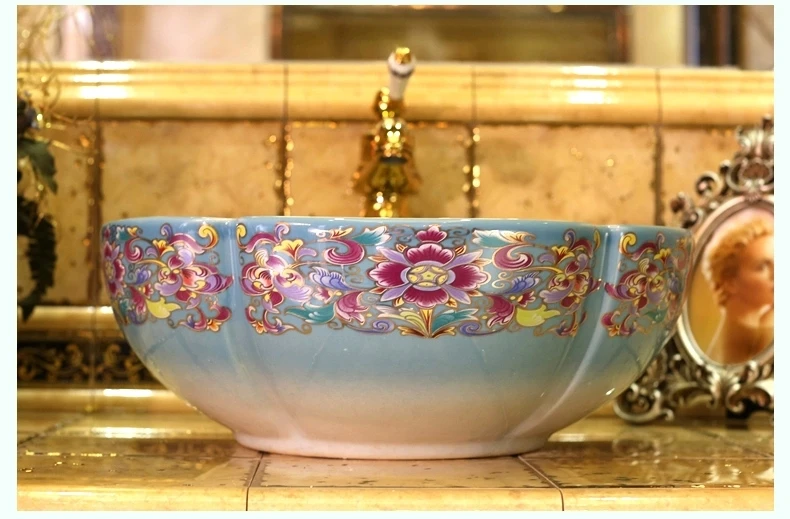 Lavandini da appoggio in ceramica stile vintage europeo Lavabo da appoggio Lavandini da bagno Lavandini da bagno per bagno