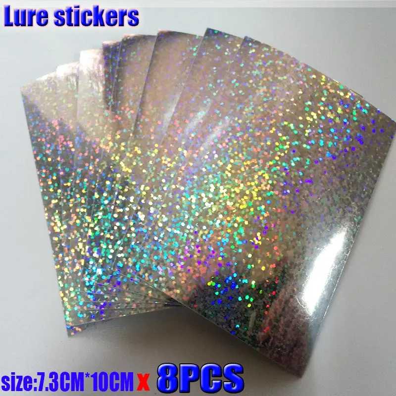 2024HOT fishing lure sticker,holographic, 4 kinds color you choose 8papers/lot size: 73mm x 100mm or 100mm*150mm
