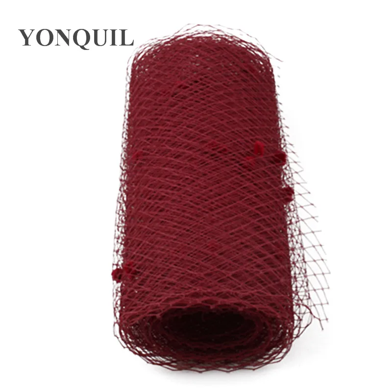 Wine Red& Multiple Color Mix Dot Birdcage Veil 25CM Width Hair Accessories Millinery Veils DIY Bridal Netting Hat Party Headwear