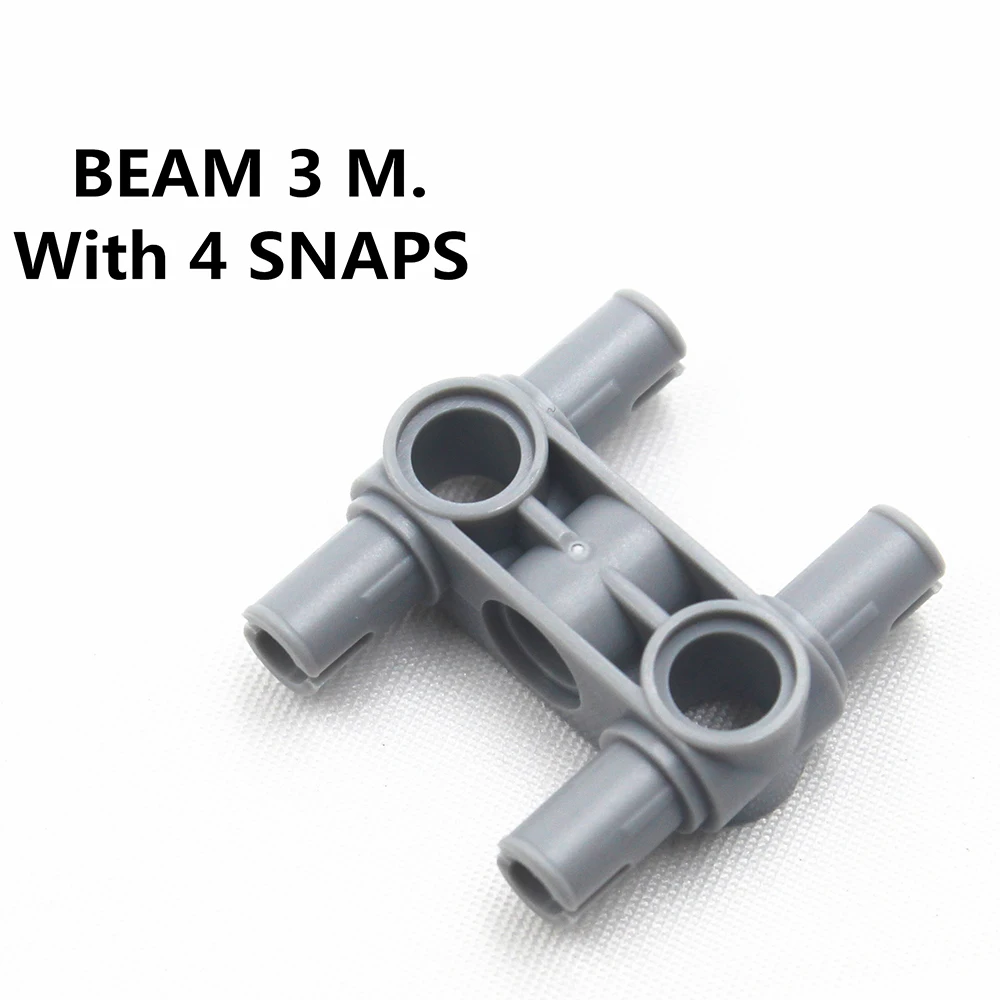 Building Blocks Bricks MOC Technical Parts Connectors 10pcs BEAM 3 M. With 4 SNAPS Compatible with Lego for Kids Boys Toy 48989