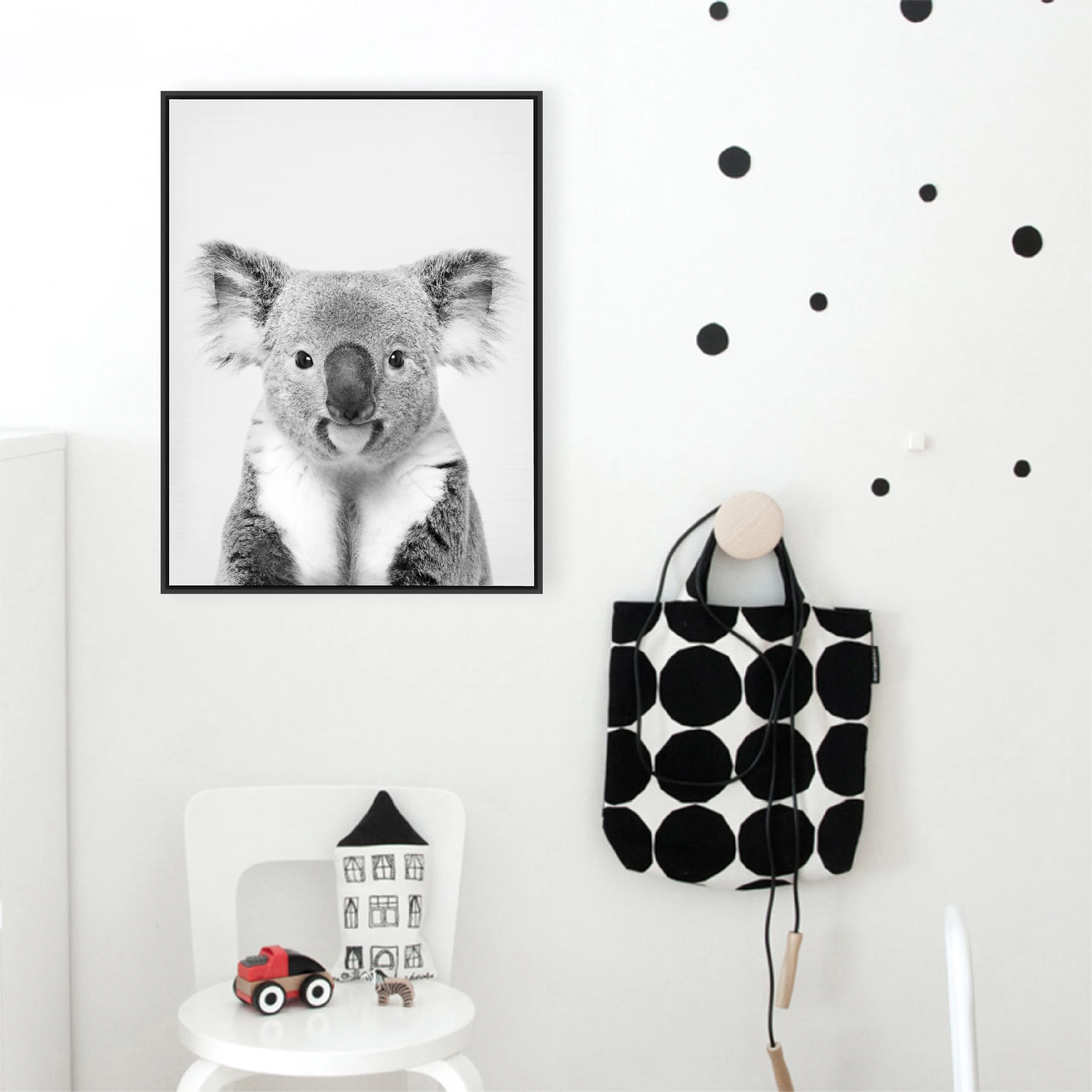 Koala Print Black and White Picture Canvas Painting Wild Life Photography Australian Animal Zoo Poster Nursery Wall Art Decor
