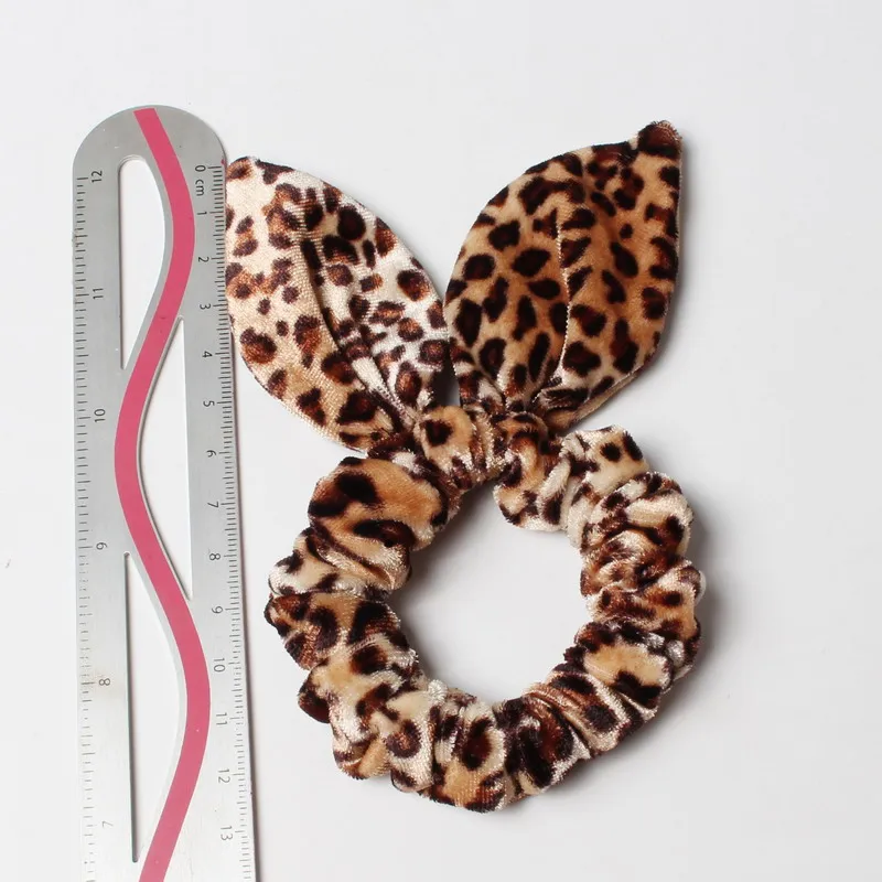 2pcs/lot Rabbit Ears Velvet Scrunchies Leopard Print Hair Band Hair Accessories Elastic Hair Tie For Women Girl Rubber Band