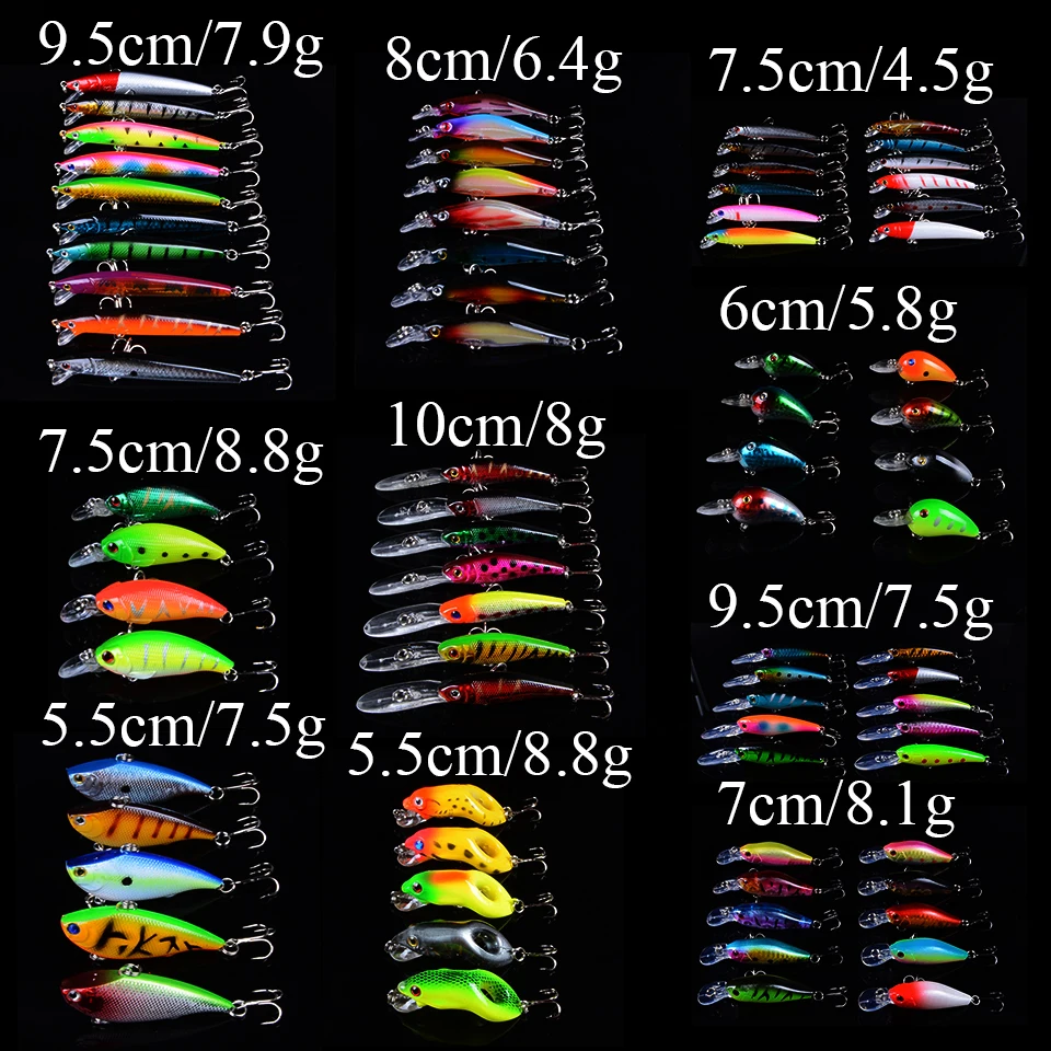 

Hard Baits Artificial 79pcs Mixed 10 Different Models Popper Minnow VIB Fishing Lures Set Lifelike Bass Crankbait Fishing Tackle